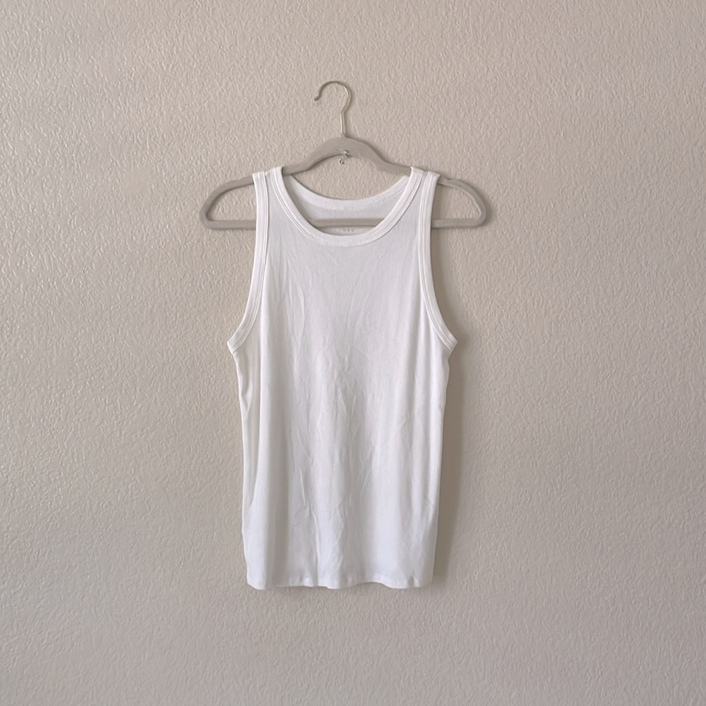 A New Day Scoop Neck Tank Top Ribbed Ivory XL Coastal Beach